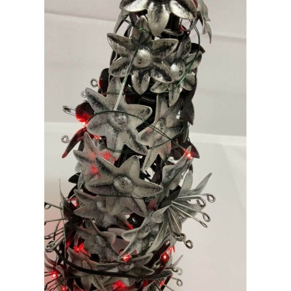 𝅺13” decorative silver Christmas Tree with Red lights battery powered - Picture 3 of 6